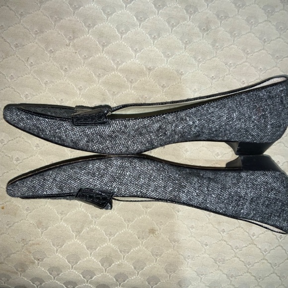 Talbots Ballet Flats Loafers Shoes Size 8.5B Black White tweed leather sole - Picture 4 of 8